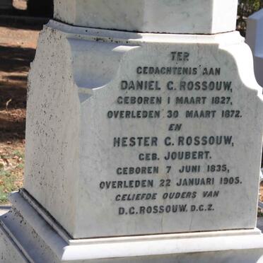 ROSSOUW Daniel C. 1827-1872 &amp; Hester C. JOUBERT 1835-1905