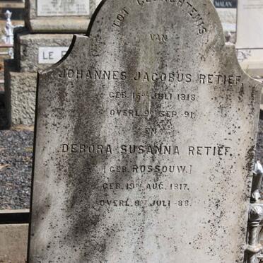 RETIEF Johannes Jacobus 1818-1891 &amp; Debora Susanna ROSSOUW  1817-1888