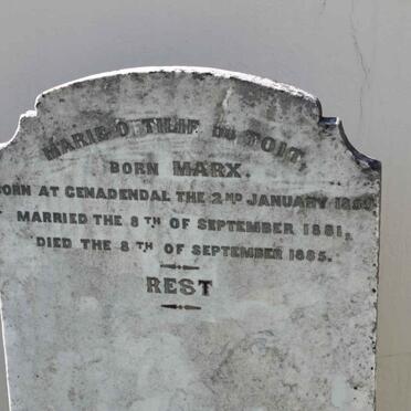 TOIT Marie Oetilef, du nee MARX 1850-1885