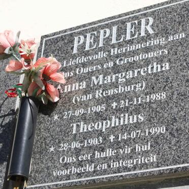 PEPLER Theophilus 1903-1990 &amp; Anna Margaretha VAN RENSBURG 1905-1988