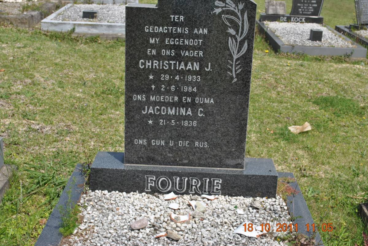 FOURIE Christiaan J. 1933-1984 &amp; Jacomina C. 1936-