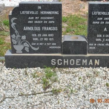 SCHOEMAN Arnoldus Francois 1893-1971 &amp; A.M.M. 1903-2000