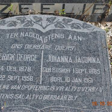 ZEELIE Frederick George 1878-1958 &amp; Johanna Jacomina BOSHOFF 1885-1961