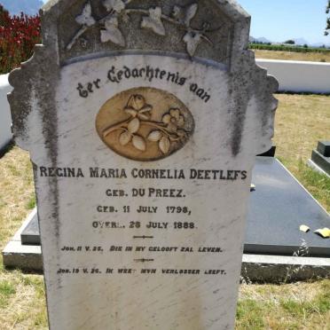 DEETLEFS Regina Maria Cornelia nee DU PREEZ 1798-1888