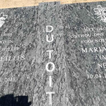 TOIT Nicolaas Deetlefs, du 1951-2013 &amp; Maria Susanna DE WET 1954-2004