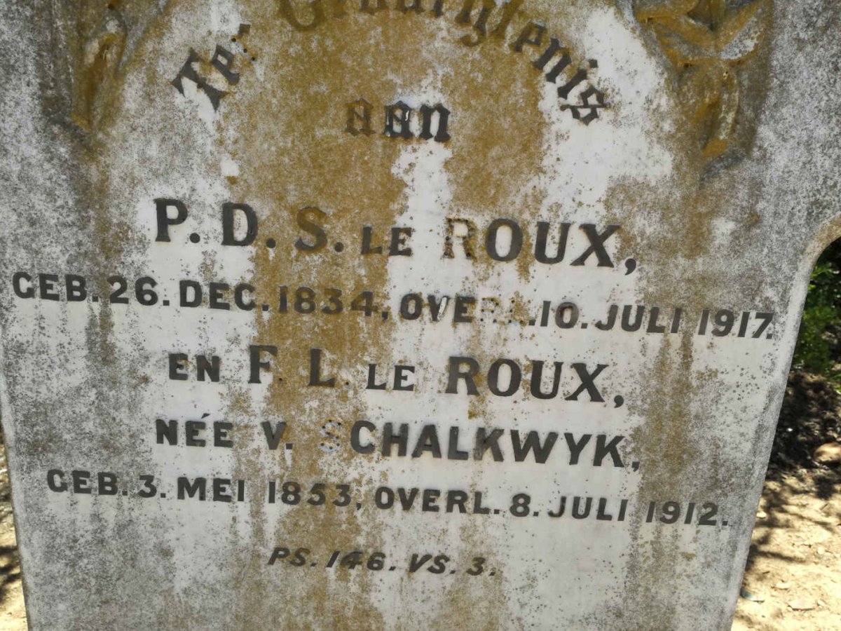 ROUX P.D.S., le 1834-1917 & F.L. V. SCHALKWYK 1853-1912