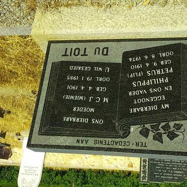 TOIT Philippus Petrus, du 1910-1974 &amp; M.C.J. 1901-1985