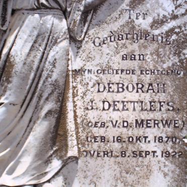 DEETLEFS Deborah J. nee V.D. MERWE 1870-1922