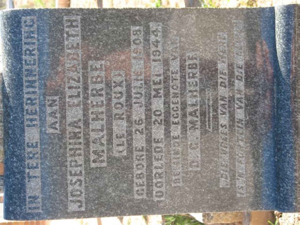 MALHERBE Josephina Elizabeth nee LE ROUX 1908-1944