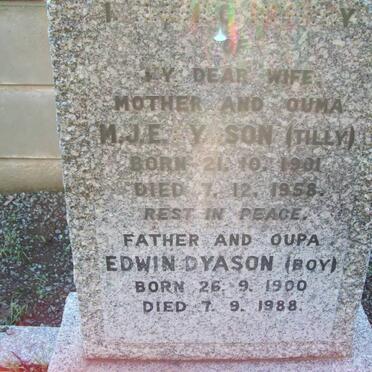 DYASON Edwin 1900-1988 & M.J.E. 1901-1958