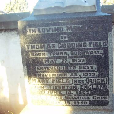 FIELD Thomas Gooding 1859-1933 & Mary QUICK 1863-1950