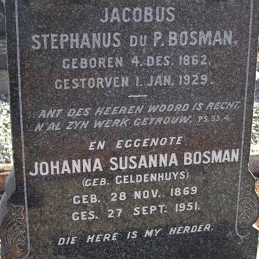 BOSMAN Jacobus Stephanus du P. 1862-1929 &amp; Johanna Susanna GELDENHUYS 1869-1951
