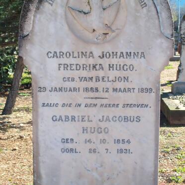 HUGO Gabriel Jacobus 1854-1931 &amp; Carolina Johanna Fredrika VAN BELJON 1865-1899