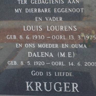KRUGER Louis Lourens 1930-1975 &amp; M.E. 1920-2003