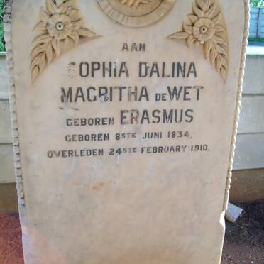 WET Sophia Dalina Magritha, de nee ERASMUS 1834-1910