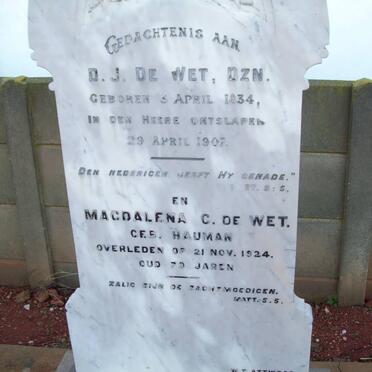 WET D.J., de 1834-1907 & Magdalena C. HAUMAN -1924