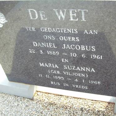 WET Daniel Jacobus, de 1889-1961 & Maria Susanna VILJOEN 1895-1968