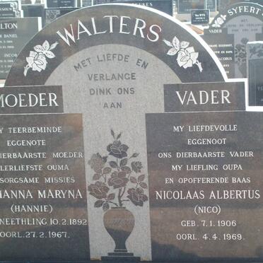 WALTERS Nicolaas Albertus 1906-1969 & Johanna Maryna NEETHLING 1892-1967