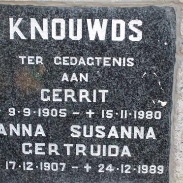 KNOUWDS Gerrit 1905-1980 & Anna Susanna Gertruida 1907-1989