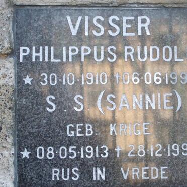 VISSER Philippus Rudolf 1910-1999 & S.S. KRIGE 1913-1995