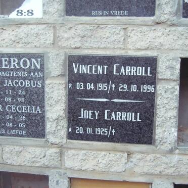 THERON Petrus Jacobus 1924-1998 & Hester Cecelia 1926-2005? :: CARROLL Vincent 1915-1996 & Joey 1925-