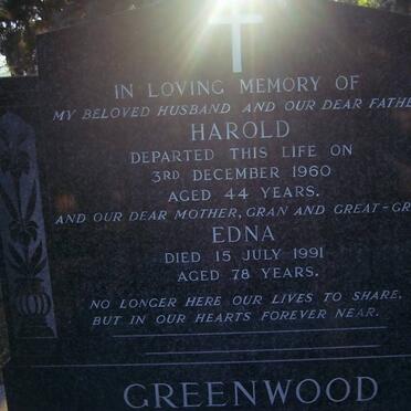 GREENWOOD Harold -1960 & Edna -1991