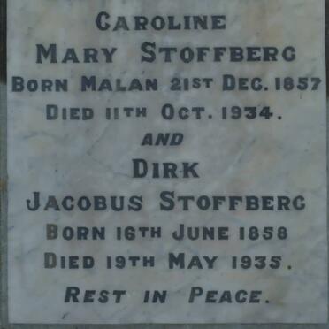 STOFFBERG Jacobus 1858-1935 & Mary MALAN 1857-1934
