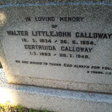 GALLOWAY Walter Littlejohn 1874-1954 & Gertruida 1883-1949