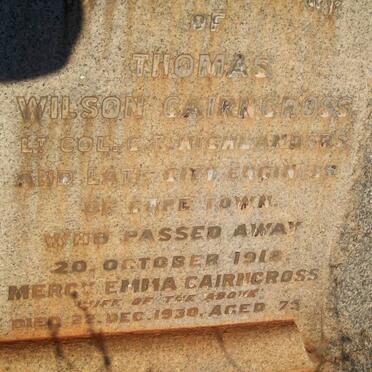 CAIRNCROSS Thomas Wilson -1918 & Mercy Emma -1930