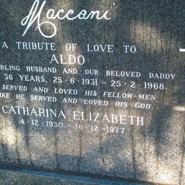 MACCANI Aldo 1931-1968 & Catharina Elizabeth 1930-1977