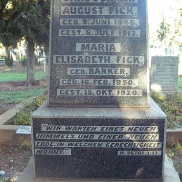 FICK ? August 1846-1912 & Maria Elisabeth BARKER 1850-1920