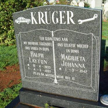 KRUGER Ralph Layton 1933-1993 & Magrieta Emma 1942-