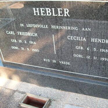 HEBLER Carl Friedrich 1914-1980 & Cecilia Hendrina 1918-1998