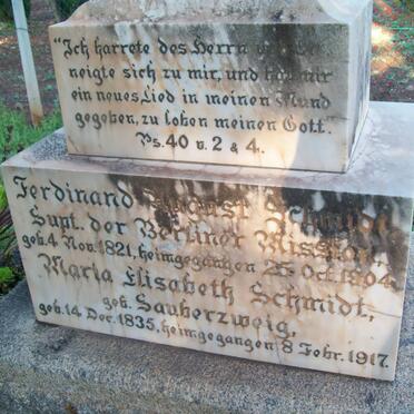 SCHMIDT Ferdinand August 1821-1904 & Maria Elisabeth SAUBERZWEIG 1835-1917