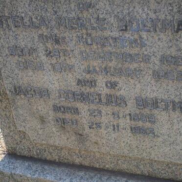 BOLTMAN Jacob Cornelius 1889-1963 &amp; Stella Merle KORSTEN 1901-1953