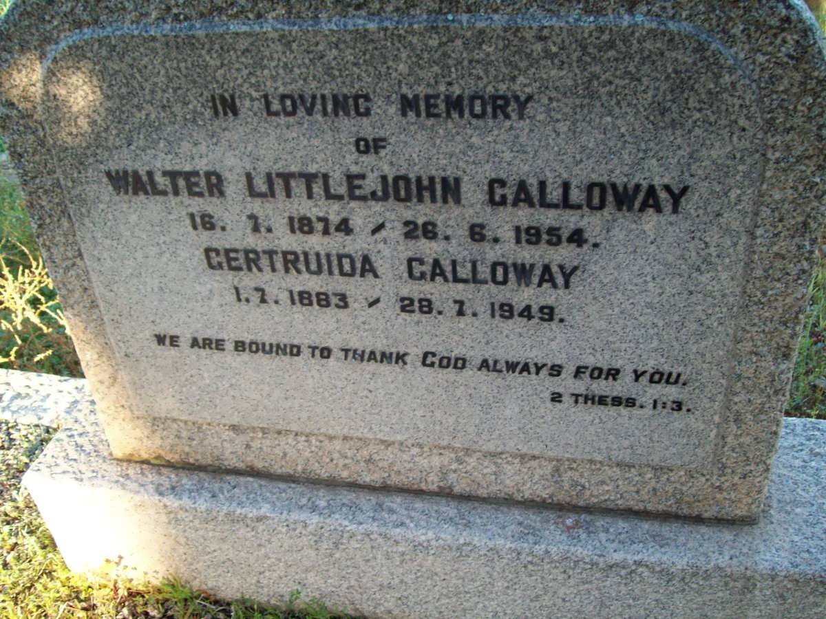 GALLOWAY Walter Littlejohn 1874-1954 & Gertruida 1883-1949