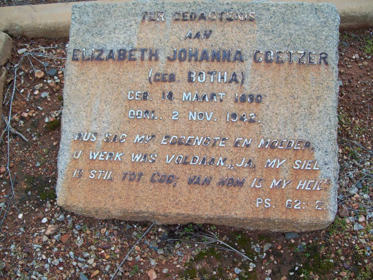 COETZER Elizabeth Johanna nee BOTHA 1880-1942
