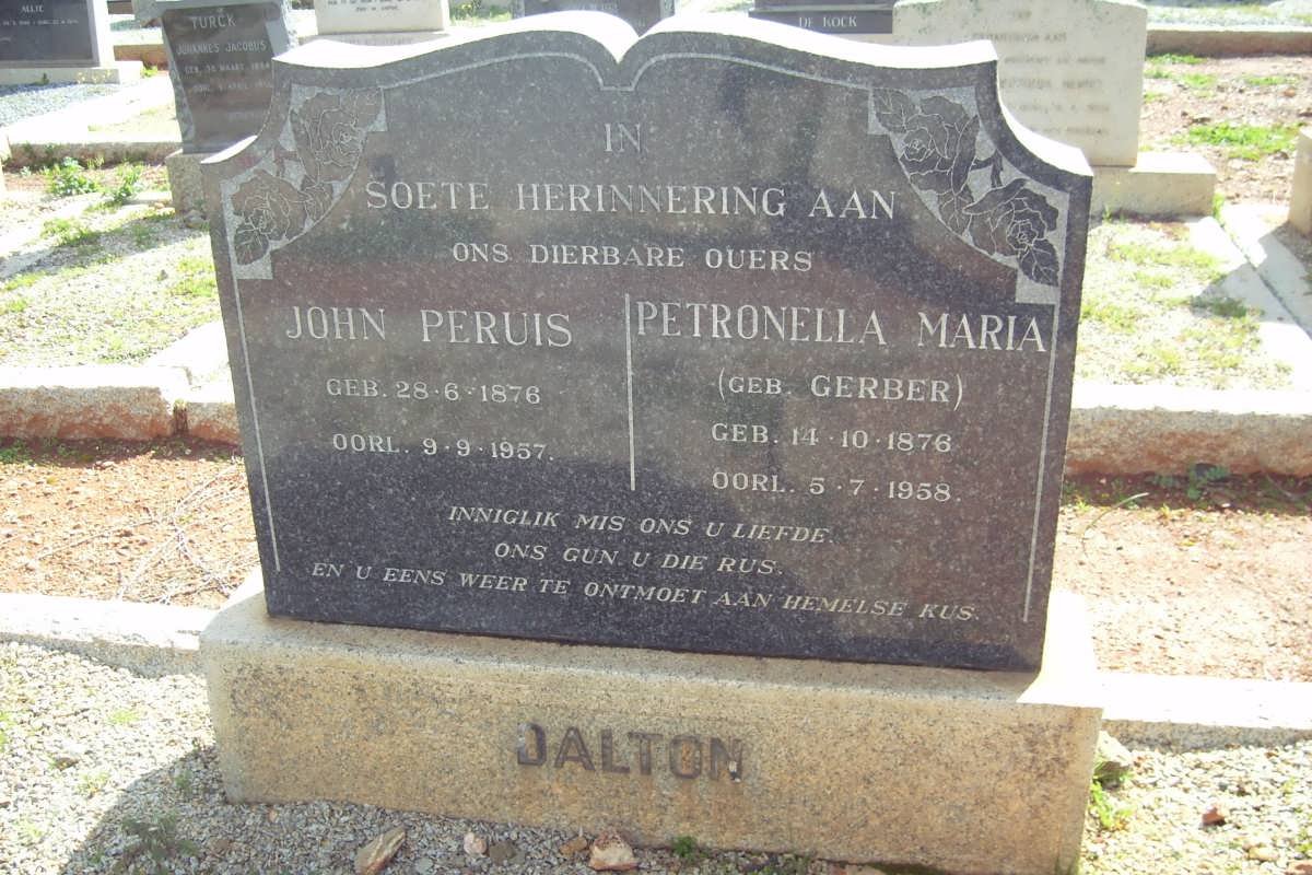DALTON John Petrus 1876-1957 &amp; Petronella Maria GERBER 1876-1958