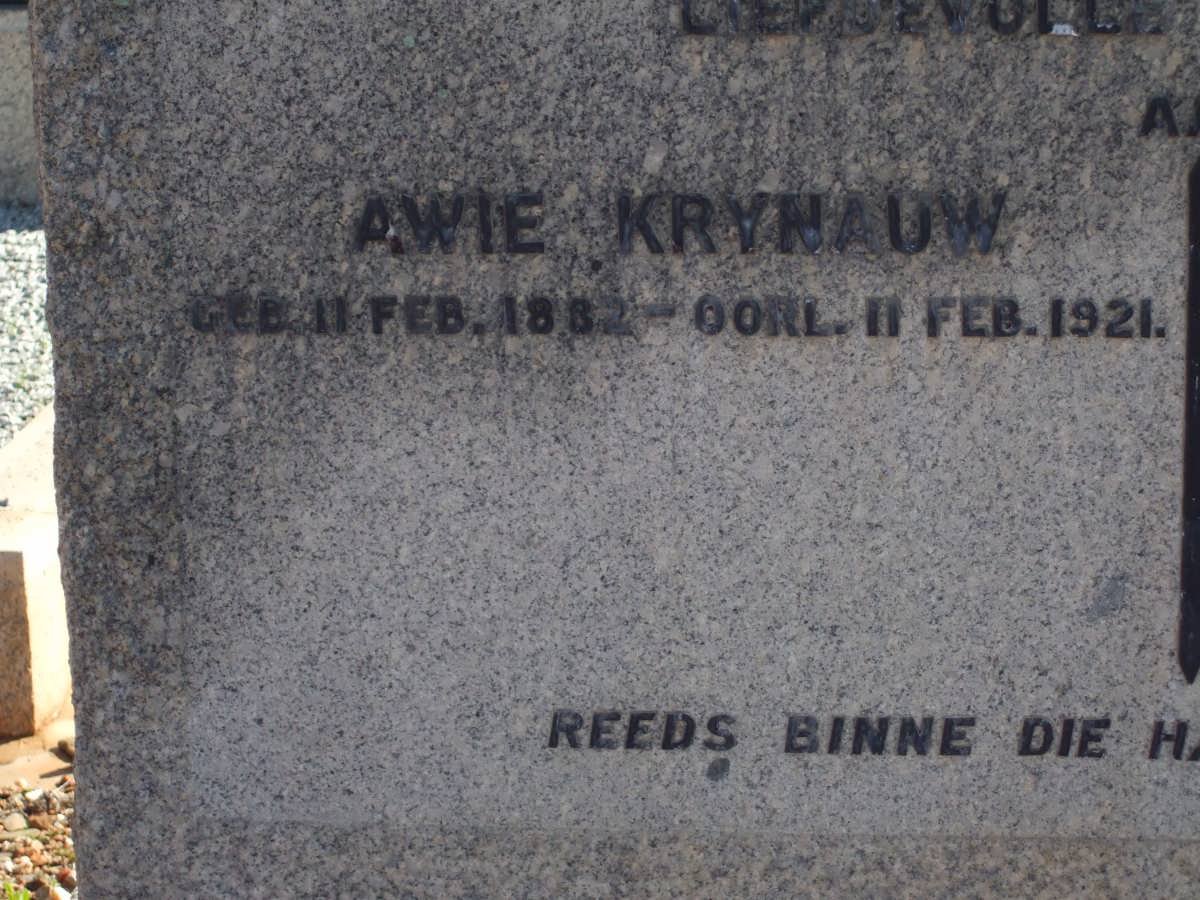 KRYNAUW Awie 1882-1921 :: DU TOIT Willie 1876-1941 :: DU TOIT Maria Aletta nee KRYNAUW 1886-1973