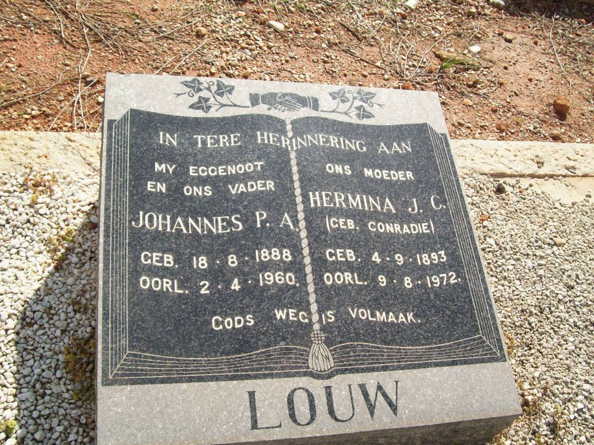LOUW Johannes P.A. 1888-1960 &amp; Hermina J.C. CONRADIE 1893-1972