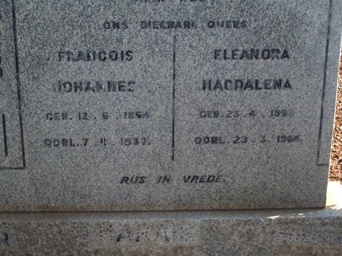 MARAIS Francois Johannes 1854-1937 &amp; Eleanor Magdalena 189?-1964