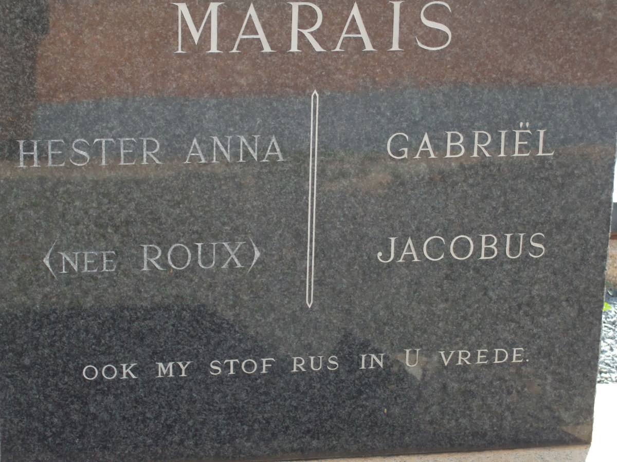 MARAIS Gabriel Jacobus &amp; Hester Anna ROUX