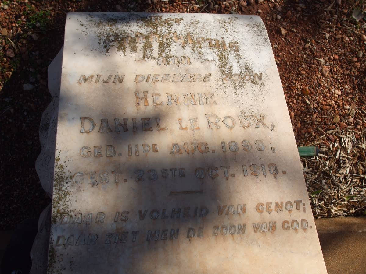 ROUX Hennie Daniel, le 1893-1918