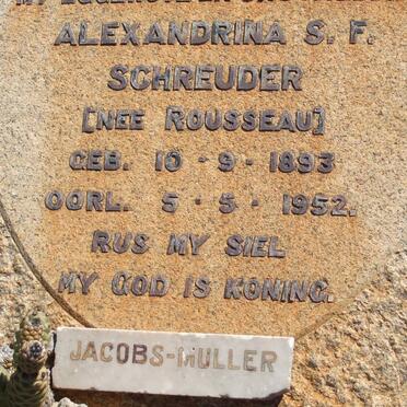 SCHREUDER Alexandrina S.F. nee ROUSSEAU 1893-1952