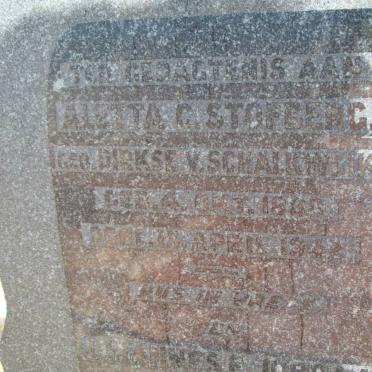 STOFBERG Johannes Jordaan 1878-1965 &amp; Aletta C. DIRKSE V. SCHALKWYK 1880-1940