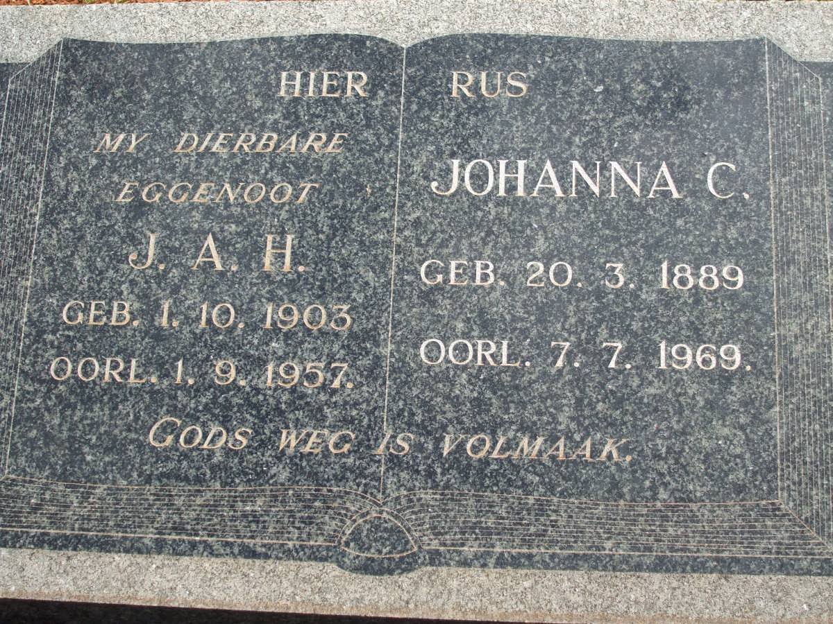 SAAYMAN J.A.H. 1903-1957 &amp; Johanna C. 1889-1969