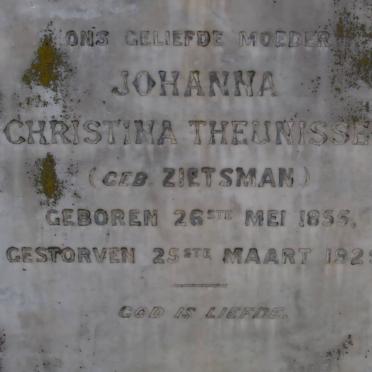 THEUNISSEN Johanna Christina nee ZIETSMAN 1855-1929
