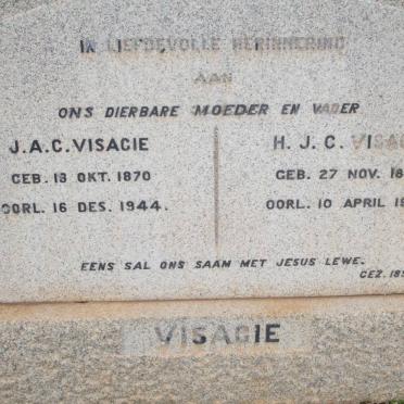 VISAGIE J.A.C. 1870-1944 &amp; H.J.C. 1875-1966