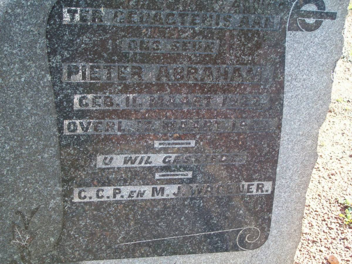 WAGENER Pieter Abraham 1922-192?