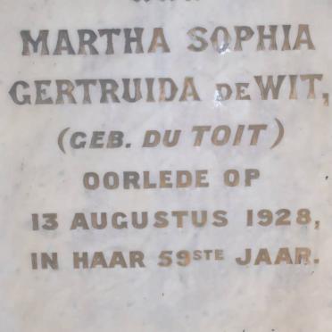 WIT Martha Sophia Gertruida, de nee DU TOIT -1928